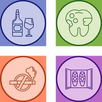 vino y caries icono vector