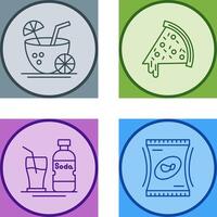 Pizza Slice and Coconut Drink Icon vector