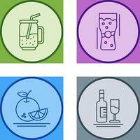 cóctel y medio litro de cerveza icono vector