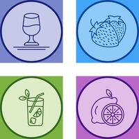 vino y fresa icono vector