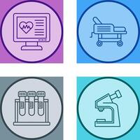 Cardiogram and Hospital Bed Icon vector