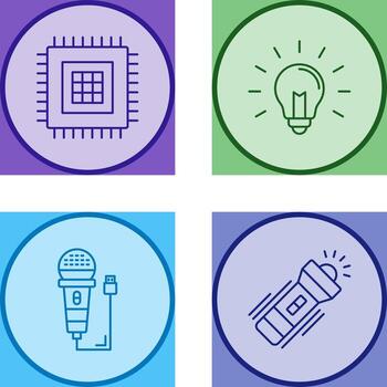 procesador y ligero bulbo icono vector