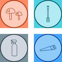 Mushrooms and Gardening Fork Icon vector