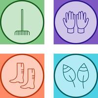 Fork picking Leaves and Gardening Gloves Icon vector