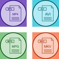 mp4 y avi icono vector