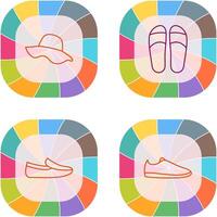 sombrero y zapatillas icono vector