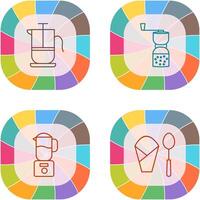 french press and coffee grinder Icon vector