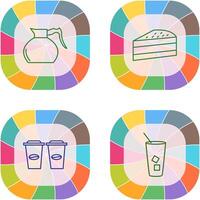 pastel rebanada y café maceta icono vector