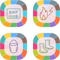 exit and electricity fire Icon vector