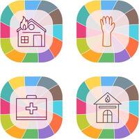 house on fire and gloves Icon vector