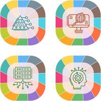 Pyramid Graph and Search Icon vector