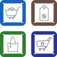 compras carro y descuento etiqueta icono vector