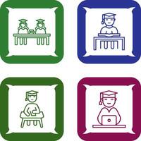 Combined Study and Studying on Desk Icon vector