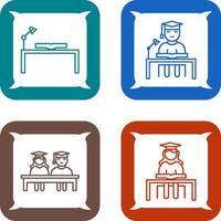 study desk and studying on desk Icon vector