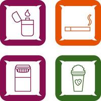 lighter and lit cigarette Icon vector