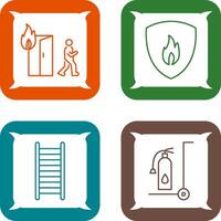 running from fire and fire shield Icon vector