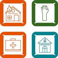 house on fire and gloves Icon vector