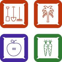 jardinería herramientas y palma árbol icono vector