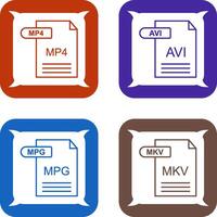 mp4 y avi icono vector