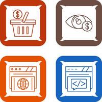 compras cesta y ojo icono vector