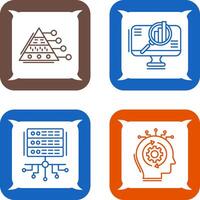 Pyramid Graph and Search Icon vector