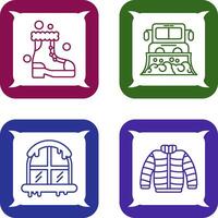 raquetas de nieve y camión icono vector