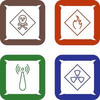 poisonous gas and Danger of flame Icon vector