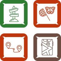 Butterfly Catcher and Road Sign Icon vector