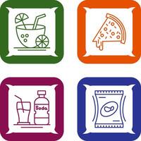 Pizza Slice and Coconut Drink Icon vector