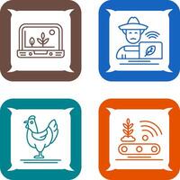 Smart Farm and Farmer Icon vector