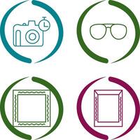 lentes y Temporizador en cámara icono vector