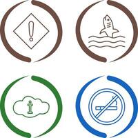 caution sign and dangerous shark Icon vector
