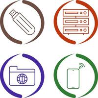 usb drive and server Icon vector