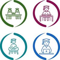 Combined Study and Studying on Desk Icon vector