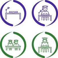 study desk and studying on desk Icon vector