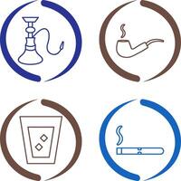 hookah and lit smoking pipe Icon vector