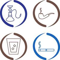 hookah and lit smoking pipe Icon vector