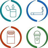 lighter and lit cigarette Icon vector