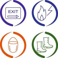 exit and electricity fire Icon vector