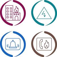 burning building and electricity danger Icon vector