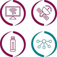 Disconnected Network and Satellite Icon vector
