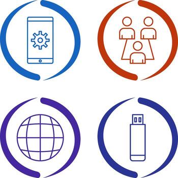 red ajustes y conectado los usuarios icono vector