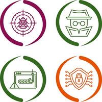 Bug Target and Hacker Icon vector