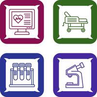 Cardiogram and Hospital Bed Icon vector