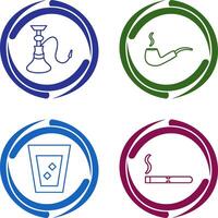 hookah and lit smoking pipe Icon vector