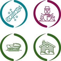 Snowboard and Snowman Icon vector