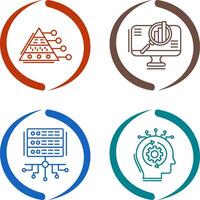 Pyramid Graph and Search Icon vector