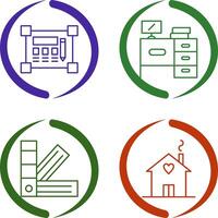 Blueprint and Desk Icon vector