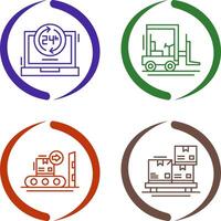 24 hours and forklift Icon vector