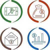 Line Chart and Money Bag Icon vector
